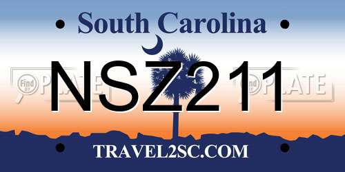 NSZ211 South Carolina License Plate