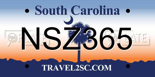 NSZ365 South Carolina License Plate