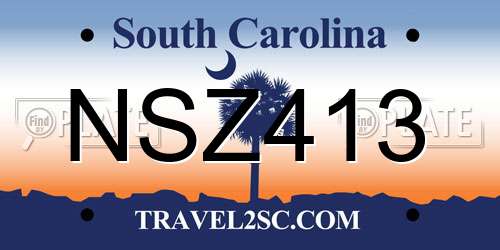 NSZ413 South Carolina License Plate
