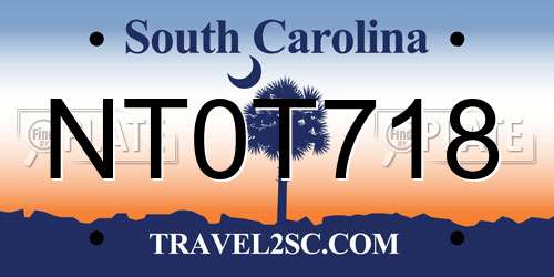 NT0T718 South Carolina License Plate