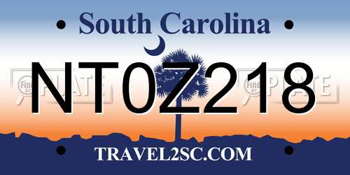 NT0Z218 South Carolina License Plate