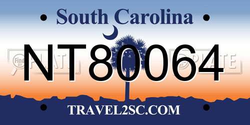 NT80064 South Carolina License Plate