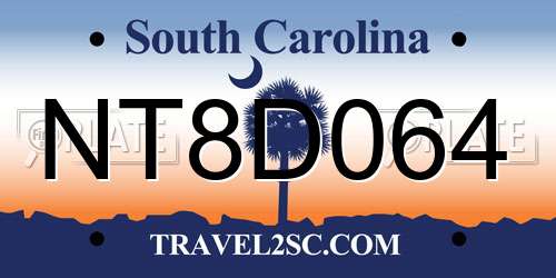 NT8D064 South Carolina License Plate