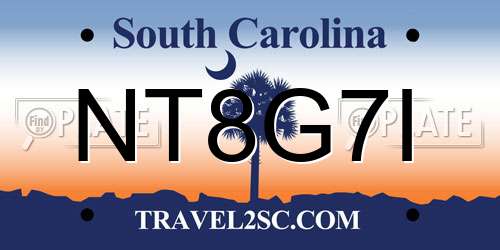 NT8G7I South Carolina License Plate