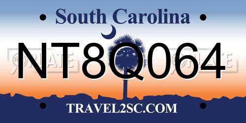 NT8Q064 South Carolina License Plate