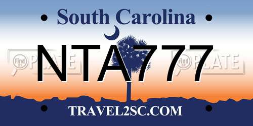 NTA777 South Carolina License Plate