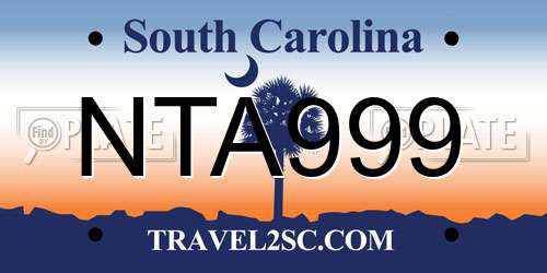 NTA999 South Carolina License Plate