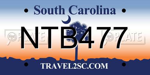 NTB477 South Carolina License Plate