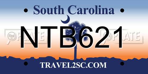 NTB621 South Carolina License Plate