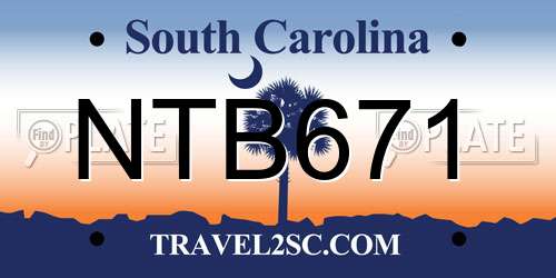 NTB671 South Carolina License Plate