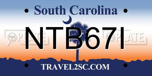 NTB67I South Carolina License Plate
