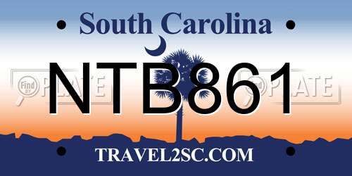 NTB861 South Carolina License Plate