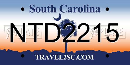 NTD2215 South Carolina License Plate