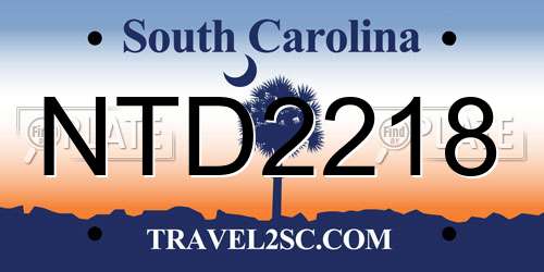 NTD2218 South Carolina License Plate