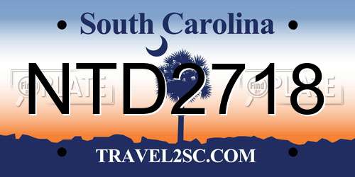 NTD2718 South Carolina License Plate
