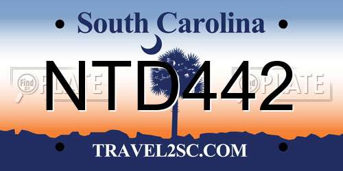 NTD442 South Carolina License Plate