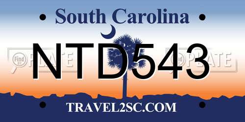NTD543 South Carolina License Plate