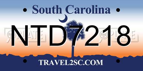 NTD7218 South Carolina License Plate