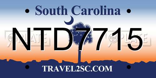 NTD7715 South Carolina License Plate