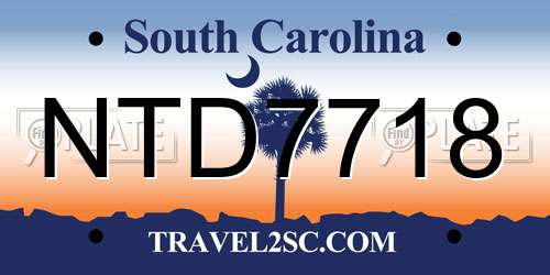 NTD7718 South Carolina License Plate
