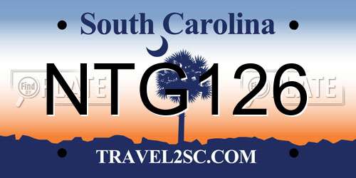 NTG126 South Carolina License Plate