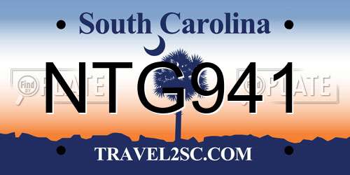 NTG941 South Carolina License Plate