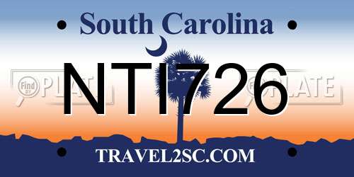 NTI726 South Carolina License Plate