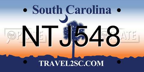 NTJ548 South Carolina License Plate