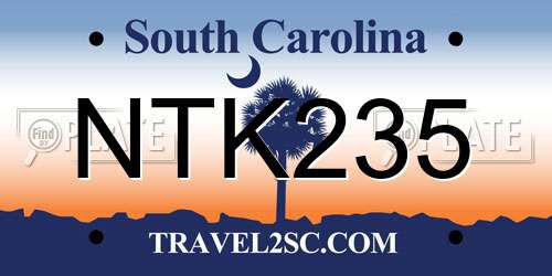 NTK235 South Carolina License Plate