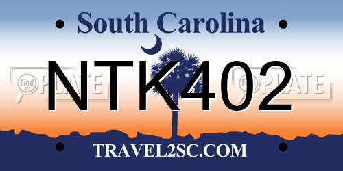 NTK402 South Carolina License Plate