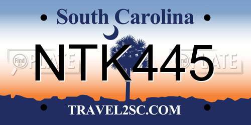 NTK445 South Carolina License Plate