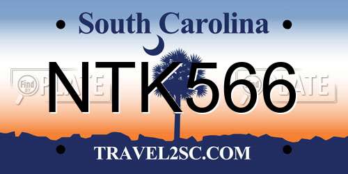 NTK566 South Carolina License Plate