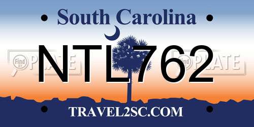 NTL762 South Carolina License Plate