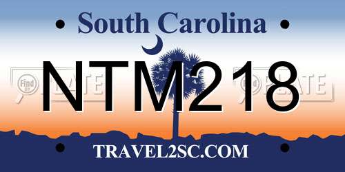 NTM218 South Carolina License Plate
