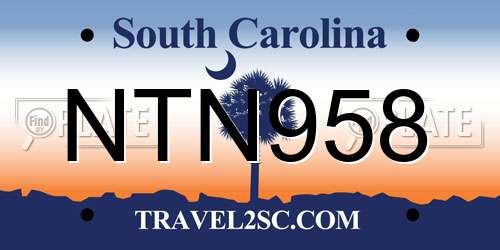 NTN958 South Carolina License Plate