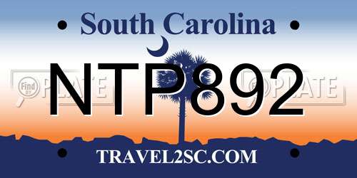 NTP892 South Carolina License Plate