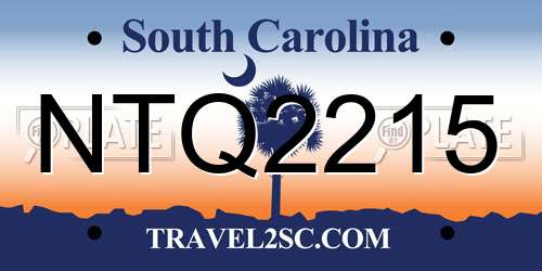 NTQ2215 South Carolina License Plate