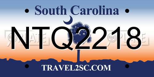 NTQ2218 South Carolina License Plate