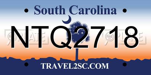 NTQ2718 South Carolina License Plate