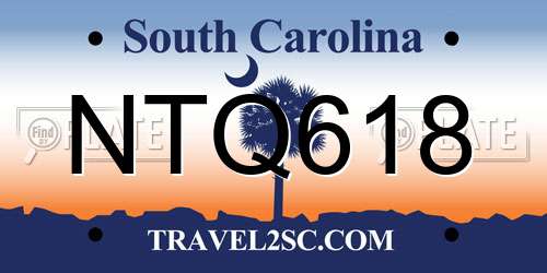 NTQ618 South Carolina License Plate