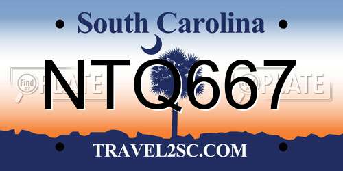 NTQ667 South Carolina License Plate