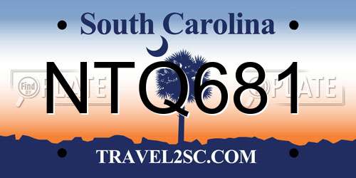 NTQ681 South Carolina License Plate