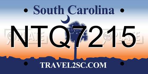 NTQ7215 South Carolina License Plate