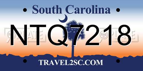 NTQ7218 South Carolina License Plate
