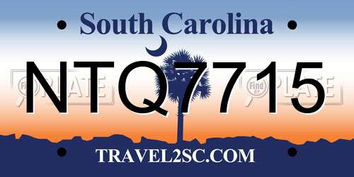 NTQ7715 South Carolina License Plate