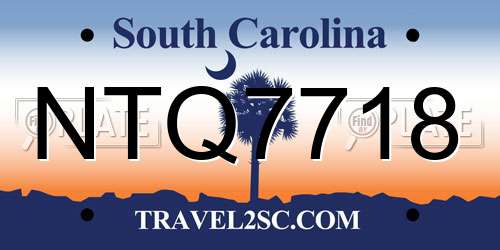 NTQ7718 South Carolina License Plate