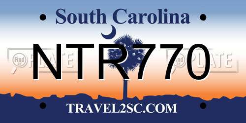 NTR770 South Carolina License Plate