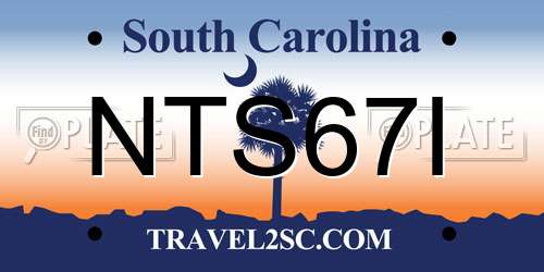 NTS67I South Carolina License Plate