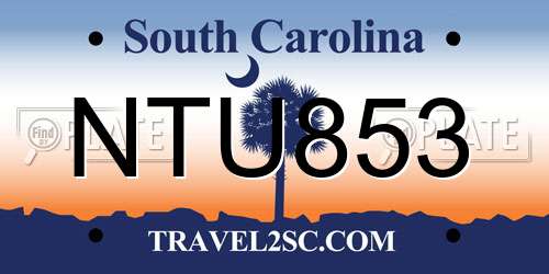 NTU853 South Carolina License Plate