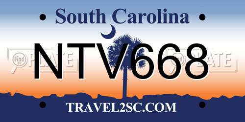 NTV668 South Carolina License Plate